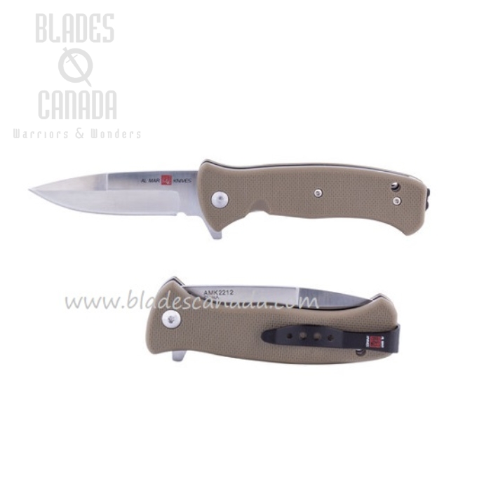 (image for) Al Mar Mini SERE Flipper Folding Knife, Assisted Opening, 8Cr13MoV, FRN Coyote, AMK2212